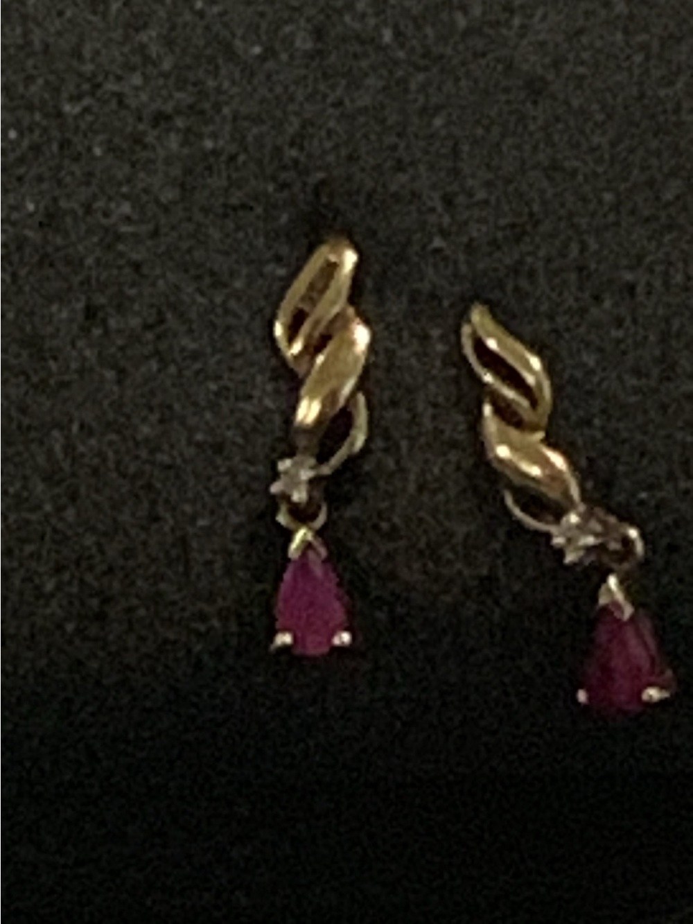 Kay Jewelers Gold Drop Earrings with Pink Teardrop Stones
